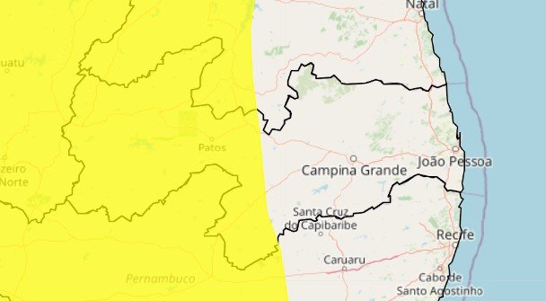 Inmet renova alerta de chuvas intensas para mais de 100 cidades da Paraíba