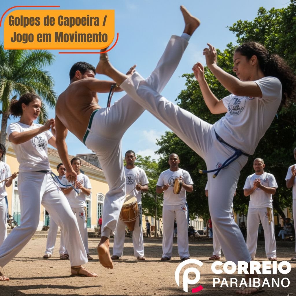 golpes de capoeira — meia-lua, armada, queixada e movimentos tradicionais