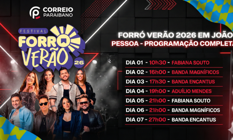 Forr&oacute; Ver&atilde;o 2026 em Jo&atilde;o Pessoa programa&ccedil;&atilde;o
